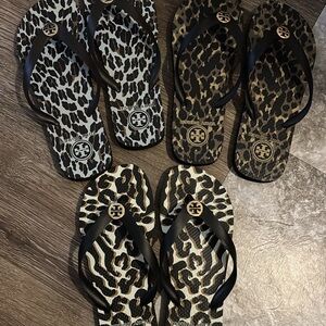 Tory Burch animal print bundle flip flops